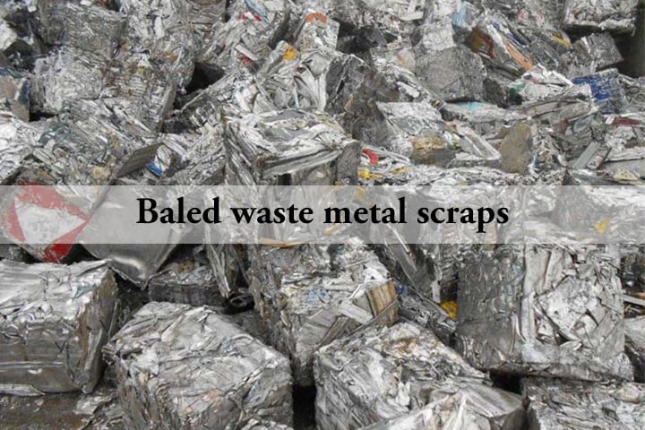 Baled waste metal scraps