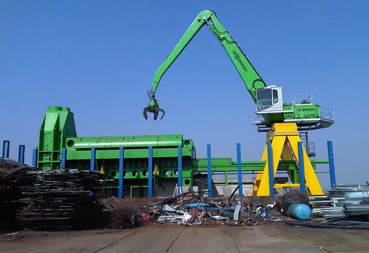 large metal shears using in recycling plant