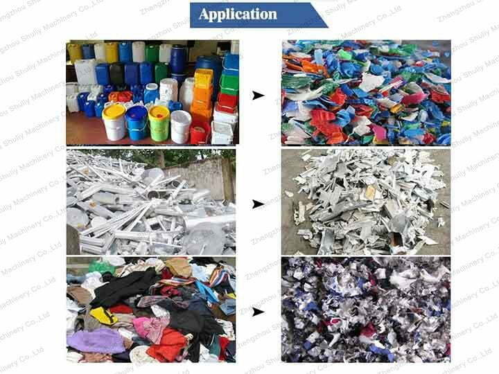 Machine application of plastic shredding machine