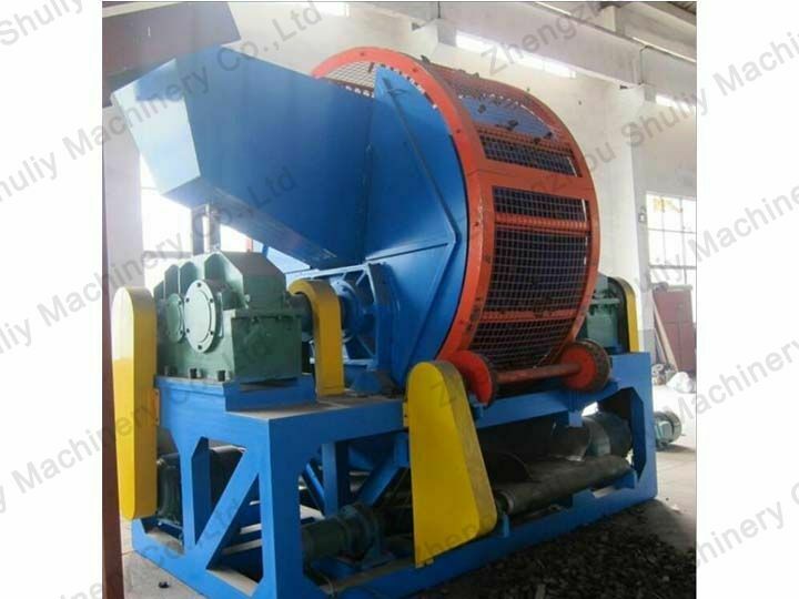 scrap tire shredder with annular trommel screen