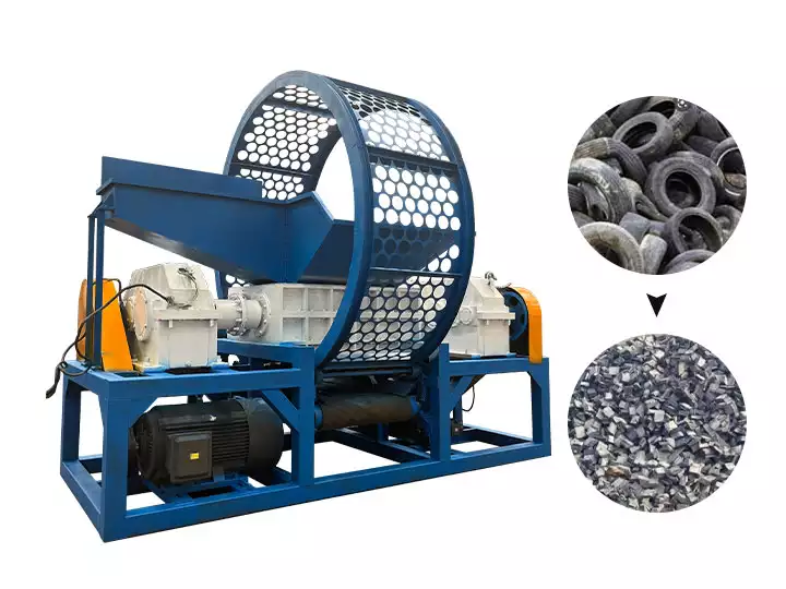 Waste tire shredder