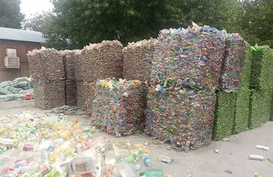 baled PET bottles