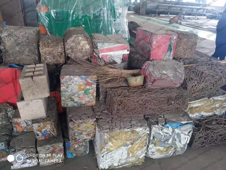 Different shapes of baled scrap metal
