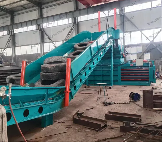 Horizontal tire baler
