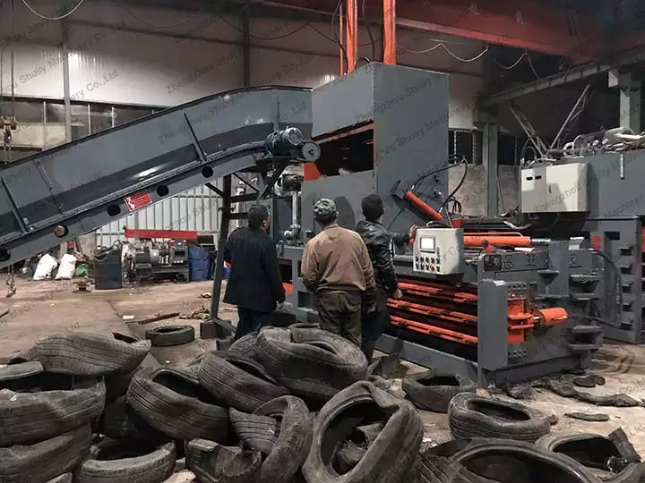 horizontal waste tire baler machine