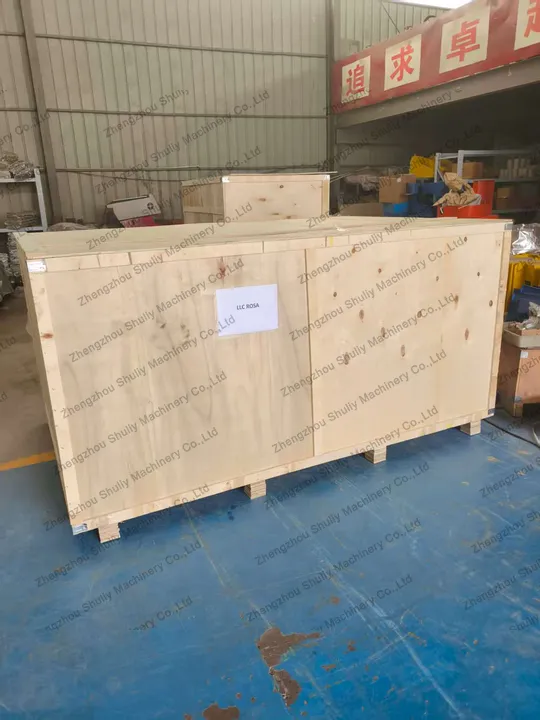 Steel bar machine in the wooden crate