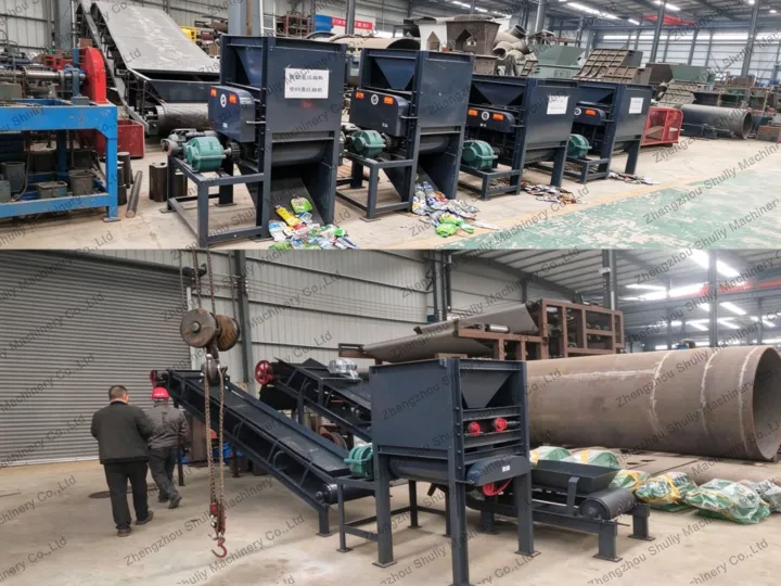 Can Flattening Machine 5 Can flattening machine with conveyor belt